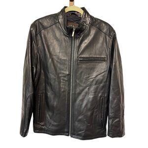 Cole Haan Dark Lambskin Leather Jacket Small